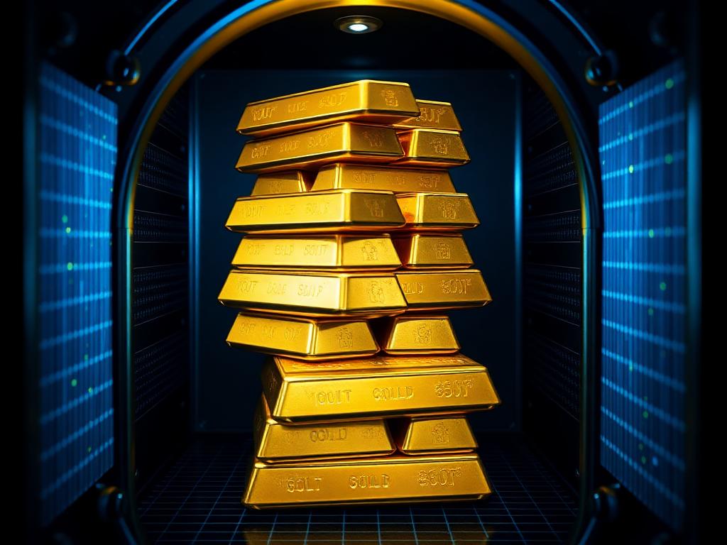 Gold bullion bars in a secure vault